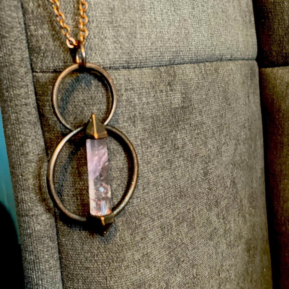 Crystal Wand Necklace Large Amethyst Pendant